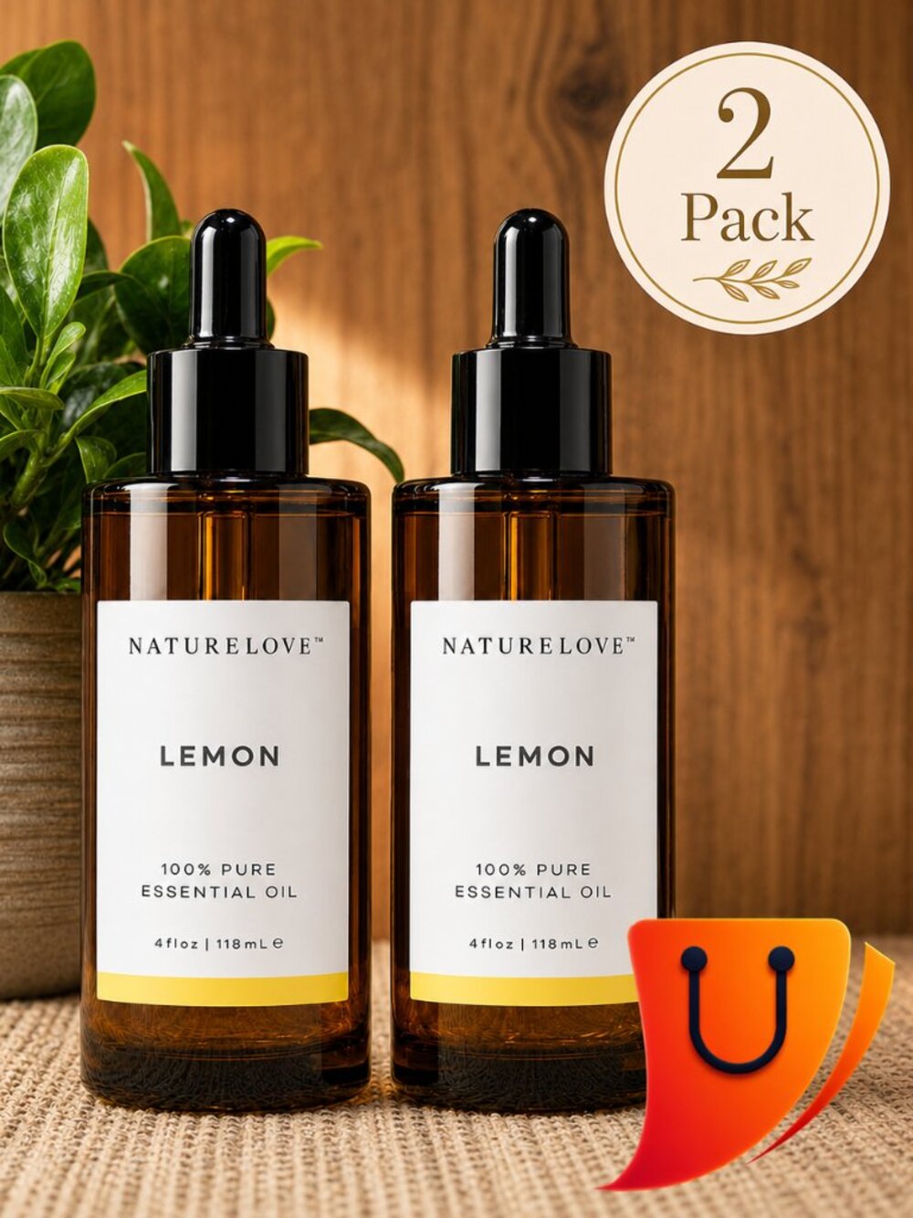 2 Pack Nature Love Lemon 100% Pure Essential Oil 4oz - 118ml